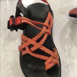 Chaco Black and Orange Sandals with Adjustable Straps